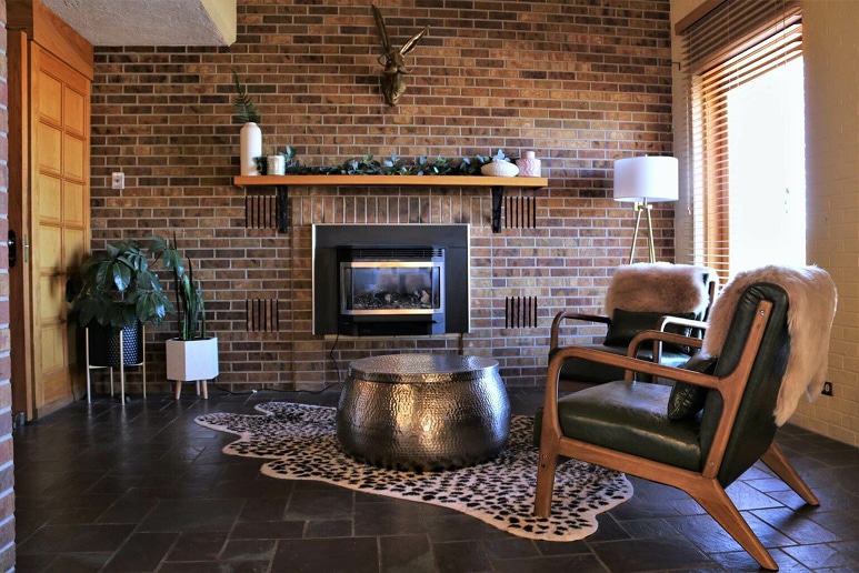 One of many living spaces at Rebel Ranch Guest Lodge.